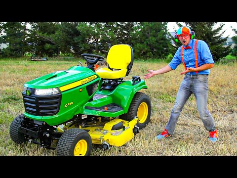 Learn about Lawn Mowers | Learn WIth Blippi | Trains for Children | Train Song | Moonbug for Kids