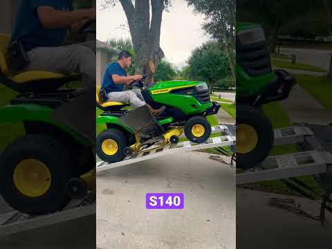 How to load John Deere S140 48 in. Gas Hydrostatic Riding Lawn Tractor to truck