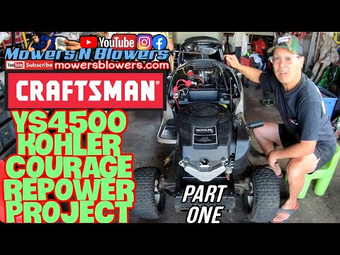 CRAFTSMAN YS4500 LAWN TRACTOR REPOWER PROJECT KOHLER COURAGE 20HP REPAIR ENGINE & FUEL PUMP INSTALL
