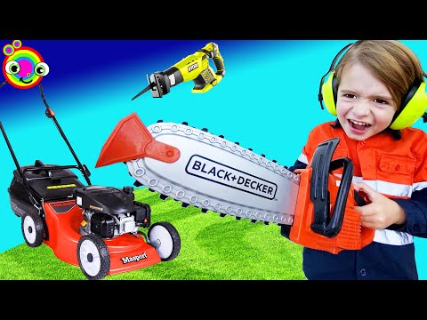 Lawn mower Video for Children | BLiPPi Toys | Yard work kids | min min playtime