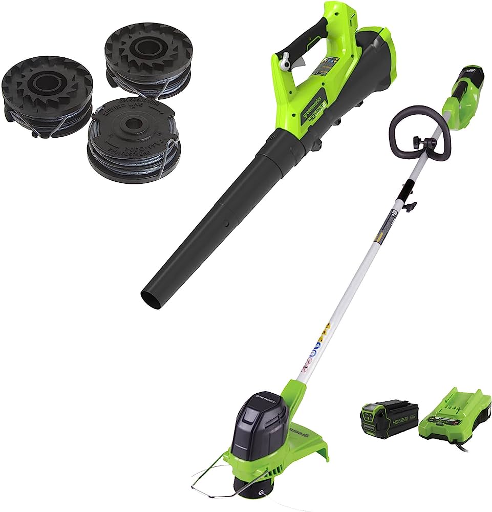 Greenworks 40V Cordless String Trimmer and Leaf Blower Combo Kit, 2.0Ah Battery and Charger Included