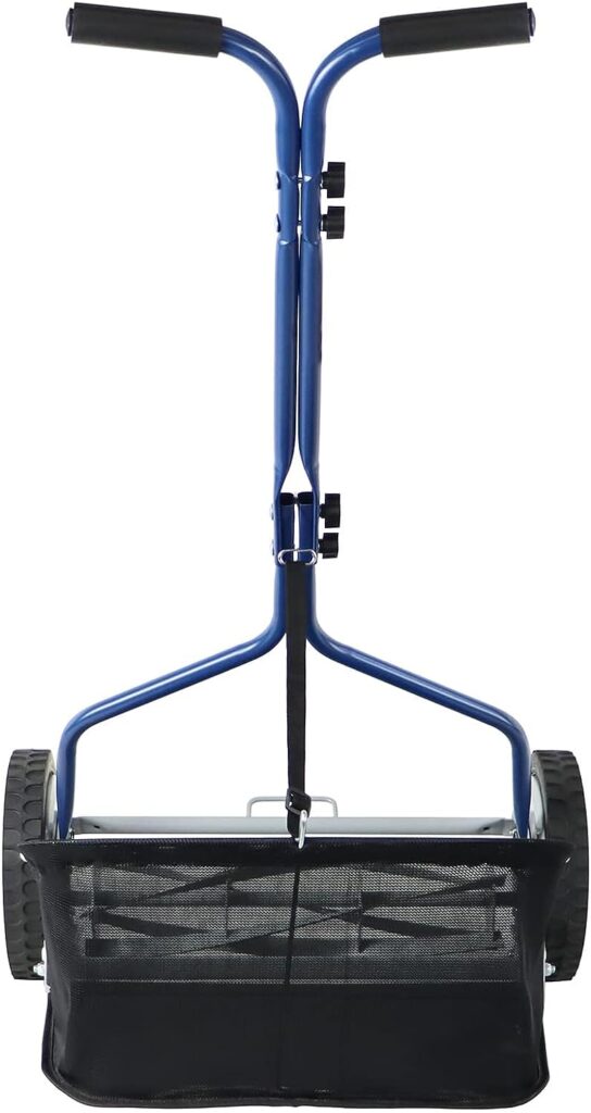 Amazon Basics 18-Inch 5-Blade Push Reel Lawn Mower with Grass Catcher, Blue