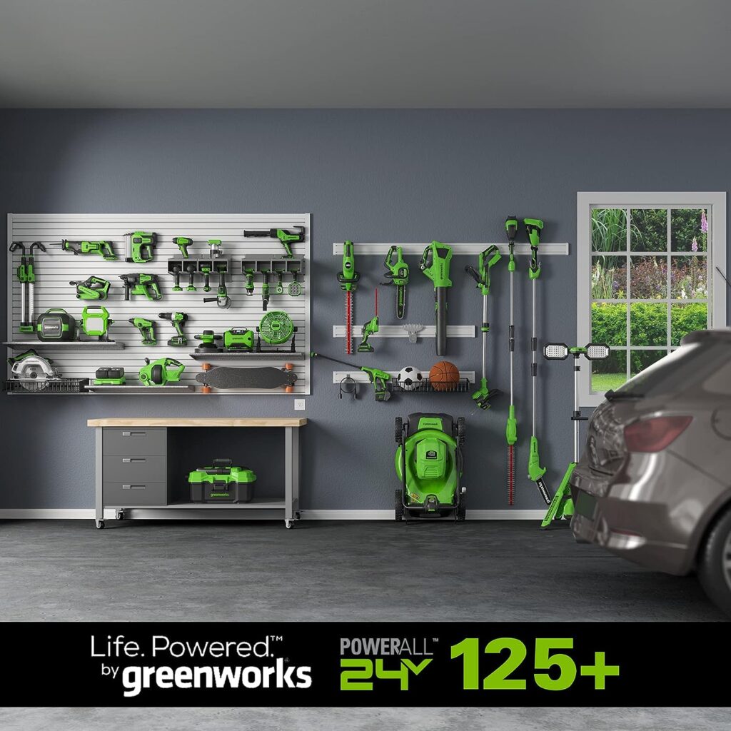 Greenworks 24V 13-Inch Brushless Push Lawn Mower, Cordless Electric Lawn Mower with 4.0Ah USB (Power Bank) Battery and Charger Included