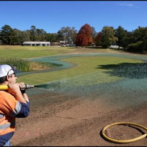 Seeding RYEGRASS around My GOLF GREEN with Hydromulch